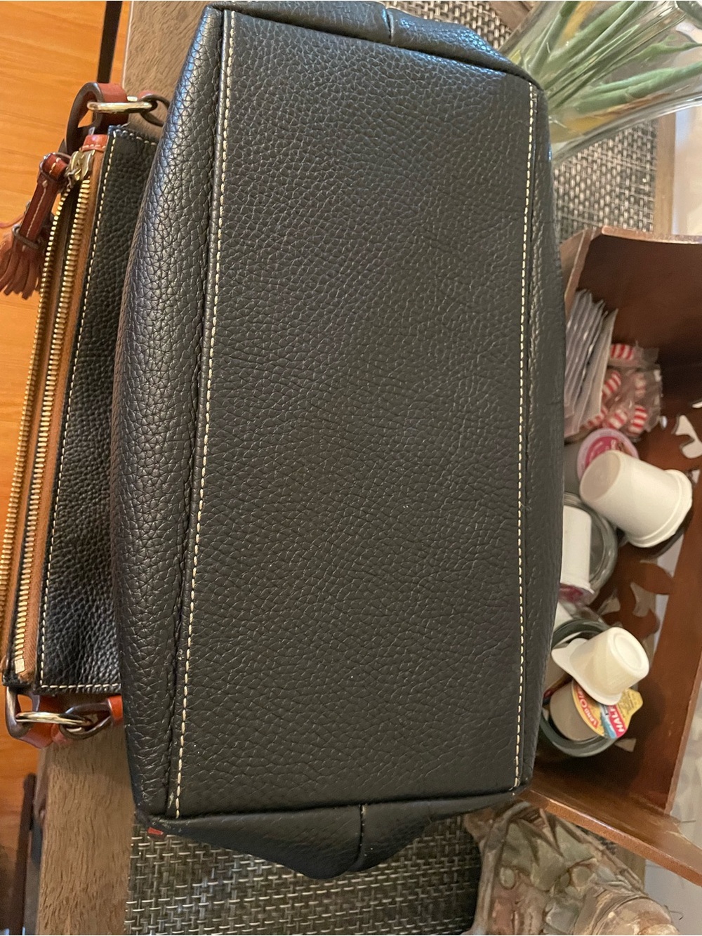 Dooney & Bourke Black Pebbled Leather Crossbody with Leather Tassel - Picture 12 of 14